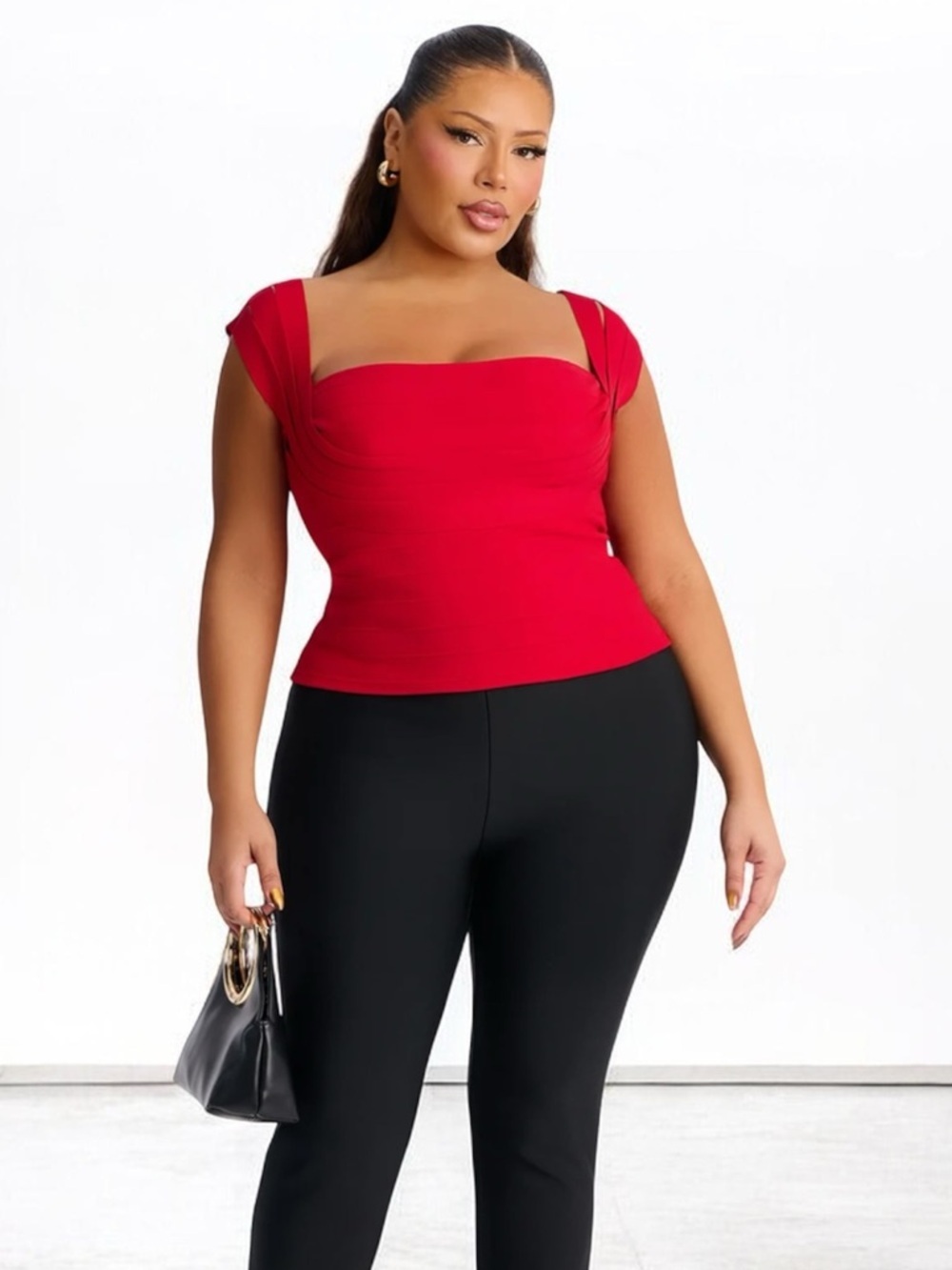 Fashion Nova Alina Bandage Short Sleeve Red Top Plus Size 2X
